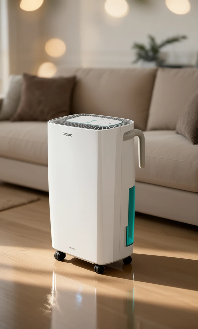 El Cecotec BigDry 4000 Expert Connected en un salón, delante de un sofá beige
